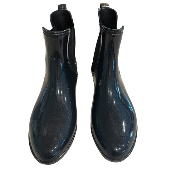 Juicy Couture Rori Women's Size 10  Rain Ankle Boots Black Glitter Sparkle - Picture 6 of 10